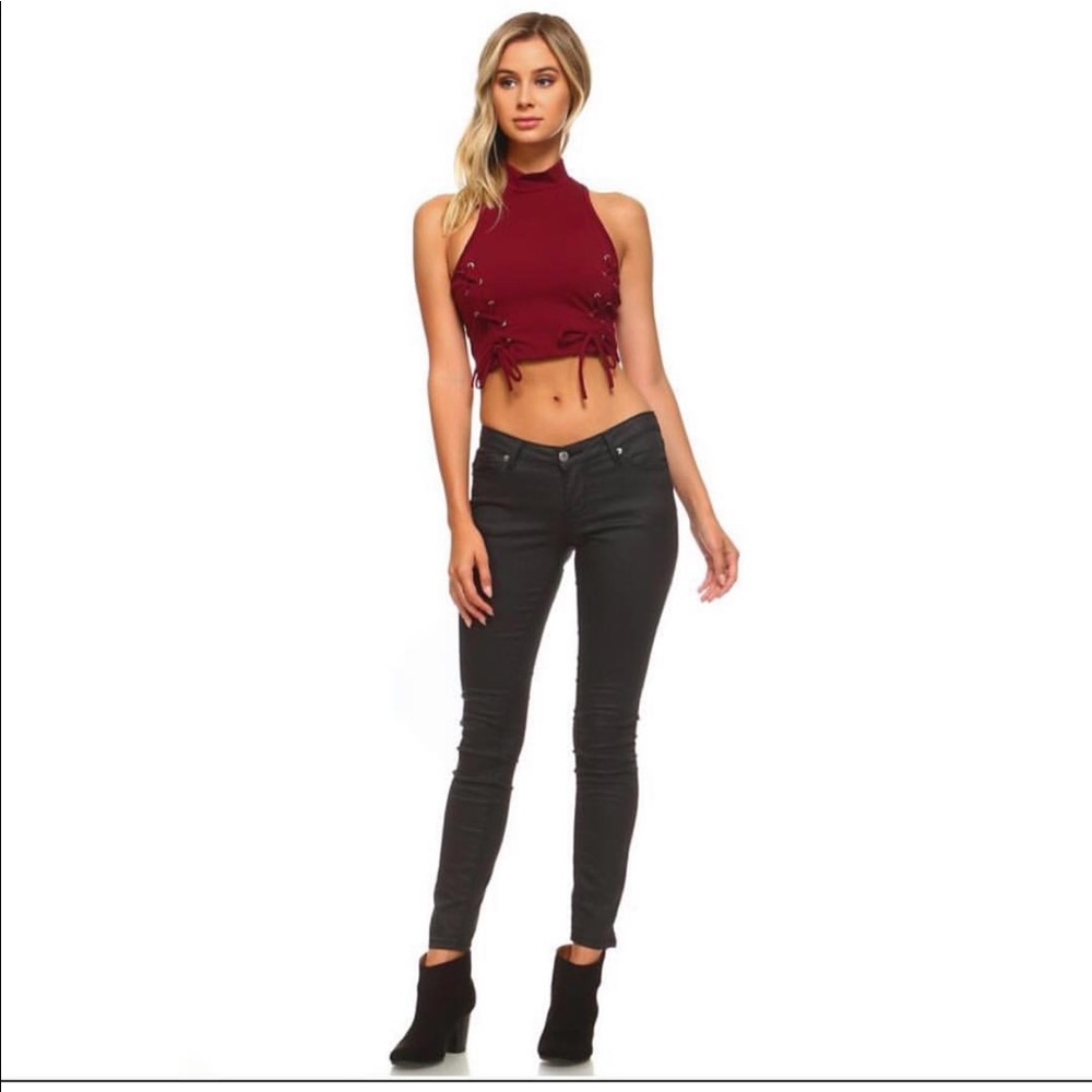 High Neck Tie Crop Top